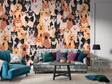 Self-Adhesive Wall Murals Full Wall Collage With Dogs For Cozy Bedroom  Living Room 🐾"Happy Pets"🐾