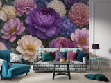 Self Adhesive Floral Wallpaper – Peony & Hydrangea Wall Mural, Removable Botanical Wall Decor