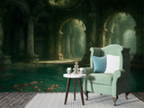 Wall Print Self-Adhesive Wall Murals With Architecture Image For Living Room Kitchen "Lost Temple Of Water" 🏛