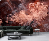 Abstract Wallpaper Romantic Motif Self-Adhesive Wall Mural for Living Room, Bedroom Coral Smoke Mixed with White Abstract Art for Office Print Art Wall 💫