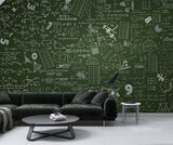 Wallpaper with formulas Math tasks design for kids’ room Peel and stick Mural Wall art Poster Educational zone or school print 📘
