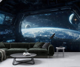Cosmic Self-Adhesive Wall Mural Unique Space Print for Living Room, Bedroom, Office or Teen Room Spacecraft Control Interior Design Art Wall