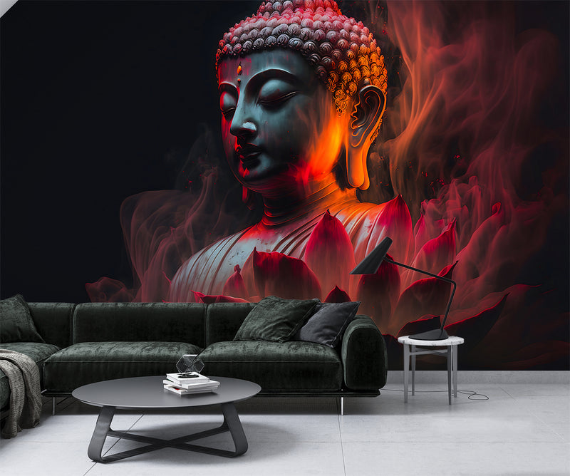 Ethnic print Modern style Non-woven Mural for living room Accent wall for bedroom "Buddha" Spiritual strength Motivational artwork