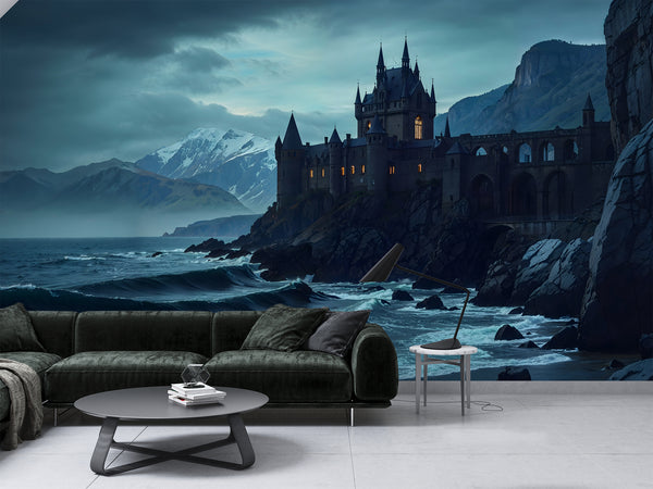 Gothic Style Self-Adhesive Wall Murals for Living Room, Bedroom, or Home Office – "Fortress at the Edge of the World"