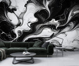 Black & White Abstract Wall Mural – Modern Peel and Stick Wallpaper for Contemporary Interior Design