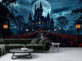 Gothic Style Peel and Stick Wall Mural for Living Room, Bedroom, or Home Office – "Rose Alley on a Gothic Night"