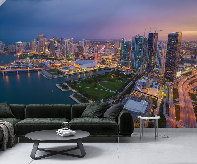 Traditional Wall Mural Art Print – City Wallpaper for Home, Bedroom, Office | "Evening City" 🌃🏙️