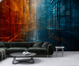 Colorful Abstraction Art Wall Peel And Stick Wallpaper Accent Wall Office Design Print For Gym "Urban Geometry Of Light" 💡