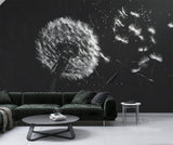 Peel and Stick Wall Mural Black and White Dandelion for Office