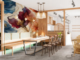 Abstract Floral Ink Non-Woven Wall Mural – Elegant Modern Flower Art Wallpaper