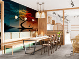 Non-woven photo wallpaper ‘Japanese Seasonal Tree’ — Conceptual art print for bedroom and hall, an elegant interior design choice for modern spaces and venues