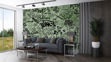 Self-Adhesive Green Graffiti Wall Mural for Gaming Room – Modern Urban Interior Design Decor