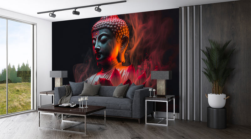 Ethnic print Modern style Non-woven Mural for living room Accent wall for bedroom "Buddha" Spiritual strength Motivational artwork