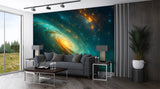 Wallpapers For Cosmic Design Vinyl Wallpaper Peel and Stick For Living Room, Hall, Art Design For Office "Spiral Galaxy In Radiance" Accent Wall 🌌✨