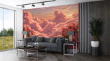 Self-Adhesive Wallpaper Pink Floral Clouds for Living Room