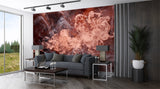 Abstract Wallpaper Romantic Motif Self-Adhesive Wall Mural for Living Room, Bedroom Coral Smoke Mixed with White Abstract Art for Office Print Art Wall 💫