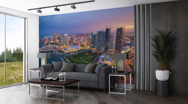 Traditional Wall Mural Art Print – City Wallpaper for Home, Bedroom, Office | "Evening City" 🌃🏙️