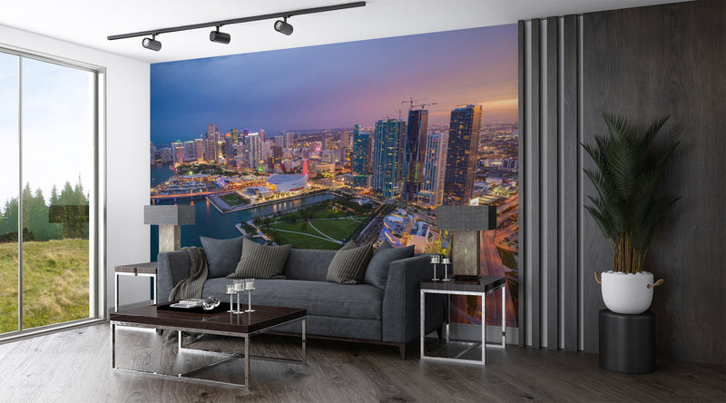 Traditional Wall Mural Art Print – City Wallpaper for Home, Bedroom, Office | "Evening City" 🌃🏙️