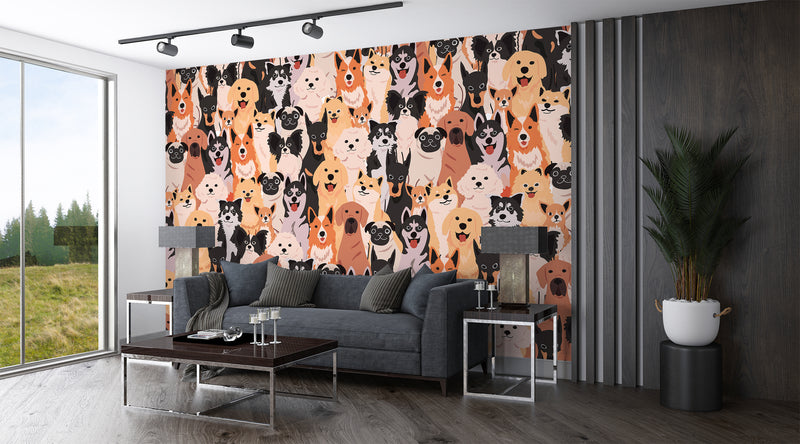 Self-Adhesive Wall Murals Full Wall Collage With Dogs For Cozy Bedroom  Living Room 🐾"Happy Pets"🐾