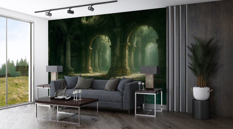 Wall Print Self-Adhesive Wall Murals With Architecture Image For Living Room Kitchen "Lost Temple Of Water" 🏛