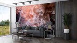 Peel and Stick Wall Mural Full Wall Abstract Print for Living Room Coral White Smoke Abstract Ocean Ink Art Wall for Office Bright Accent Wall