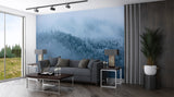 Art Design Vinyl Wallpaper Peel and Stick  Wall Mural Foggy Pine Forest for Living Room, Bedroom, Calming Print for Office or Personal Study🌲🌫️