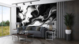 Black & White Abstract Wall Mural – Modern Peel and Stick Wallpaper for Contemporary Interior Design