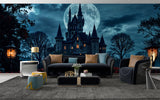 Gothic Style Peel and Stick Wall Mural for Living Room, Bedroom, or Home Office – "Rose Alley on a Gothic Night"