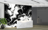 Black & White Abstract Wall Mural – Modern Peel and Stick Wallpaper for Contemporary Interior Design