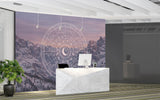 Zodiac Wheel Peel and Stick Wall Mural – Celestial Astrology Wallpaper for Meditation Room