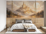 Non-Woven Wall Mural Castle on the Misty Mountain – Magical Kids Room Decor