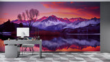 Bedroom and Living Room Wallpapers – Natural Print, Traditional Wall Murals for Accent Wall "Magnetic Mountains in Sunset Rays", Bold Design 🌄