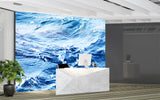 Peel and Stick Wall Mural for Living Room – Blue Ocean Waves Refreshing Design