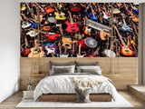 Rock & Roll Music Instruments Wall Mural - Non-Woven Wallpaper