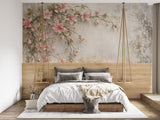 Peel and Stick  Floral Wallpaper – Vintage Pink Blossoms Wall Mural for Bedroom