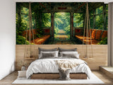 Self-Adhesive Wallpaper Forgotten Train in the Forest – Nature Print for Bedroom