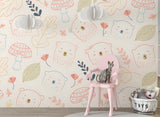 Woodland Bear Nursery Wall Mural – Cute Honey Bears Peel and Stick Wallpaper
