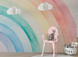 Non-Woven Wall Mural with Hand-Painted Rainbow for a Magical Children’s Room