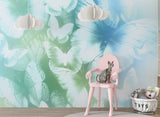 Floral Print | Non-Woven Wall Mural For Living Room | Butterfly Glow Art For Bedroom | Pastel Colors For Kids Room | Abstract Design 🌸