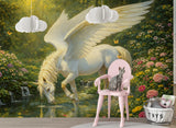 Enchanted Pegasus World Non-Woven Wall Mural – Magical Fantasy Wallpaper for Children’s Room