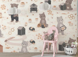 Cute Honey Bear Wallpaper • Sweet Beehive Peel and Stick or Non-Woven Wall Mural