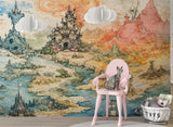 Peel and Stick Wall Mural “Fantasy Kingdom Map” –Wallpaper for Kids Room