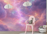 Lightning in Clouds Wall Mural – Dramatic Sky Storm Peel and Stick Wallpaper, Electric Atmosphere Wall Art