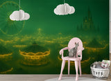 Mysterious Attraction in the Fog Wall Mural for Kids’ Room Mystical Print for Teen Bedroom Peel and Stick Mural Hallway Design Creates a Magical and Enchanting Atmosphere 🎠✨