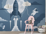 Traditional Kids Wallpaper – Space Rocket & Astronaut Design for Nursery and Children’s Rooms