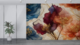 Abstract Floral Ink Non-Woven Wall Mural – Elegant Modern Flower Art Wallpaper