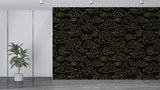 Luxury Chinese Cloud Peel and Stick Wallpaper – Black and Gold Oriental Self-Adhesive Wall Mural