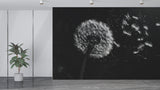 Peel and Stick Wall Mural Black and White Dandelion for Office