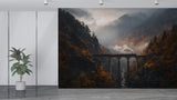 Non-Woven Wall Mural “Railway Through the Forest” – Nature Wallpaper for Living Room
