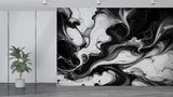 Black & White Abstract Wall Mural – Modern Peel and Stick Wallpaper for Contemporary Interior Design
